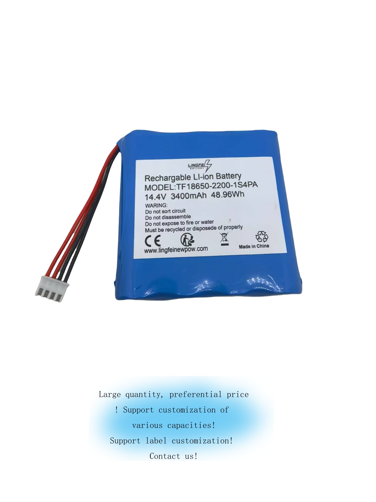 Battery replaces Marshall TF18650-2200-1S4PA for Marshall Loudspeaker – Li-Ion 2600 mAh/3400mAh