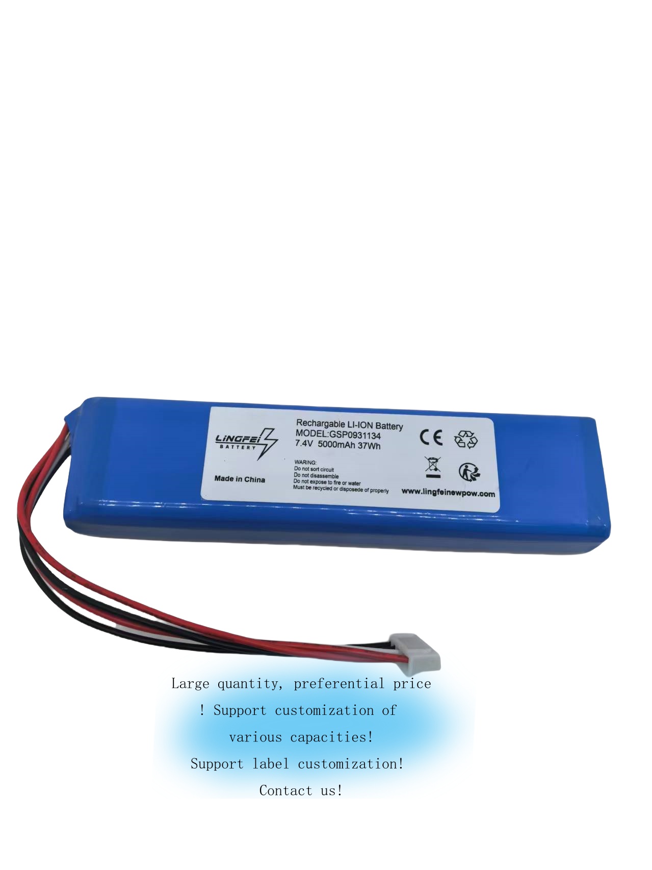 5000mAh Replacement Battery for JBL Xtreme, JBLXTREME, Part NO JBL GSP0931134 Portable Wireless Bluetooth Speaker Parts Battery Batteries